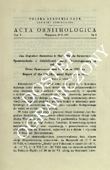Sprawozdanie z działalności Stacji Ornitologicznej za rok 1951