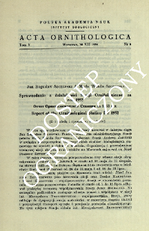 Sprawozdanie z działalności Stacji Ornitologicznej za rok 1952