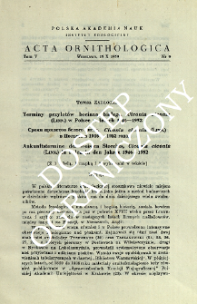 Terminy przylotów bociana białego, Ciconia ciconia (Linn.) w Polsce w latach 1946-1952