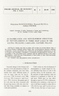 Eutrophication and winter-period structure of phytoplankton in three deep lakes in the Łęczna-Włodawa Lakeland, eastern Poland