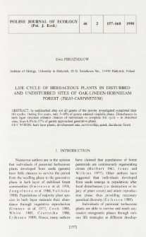 Life cycle of herbaceous plants in disturbed and undisturbed sites of oak-linden-hornbeam forest (Tilio-carpinetum)